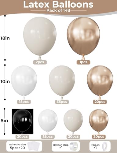 Neutral Balloon Garland Arch Kit, 148 Pcs, Boho Party Decor - Image 2