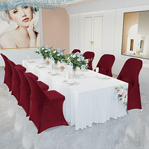 HAINARverS Stretch Spandex Folding Chair Covers, Burgundy, 30 PCS - Image 3