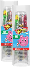 Hefty Zoo Pals Kids Cups, Animal Printed Kids Plastic Cups for Birthday Parties or Everyday Use, Great for Small Hands to Hold, 25 Count, 10 Fl. Oz. (Pack of 2) by Hefty