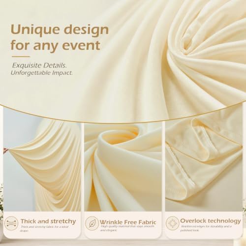7.2FT Beige Draped Arch Cover, Ruched Ripple Arch Backdrop Cover for Wedding, Baby Shower, Birthday, Bridal Shower & Party Decorations - Image 6