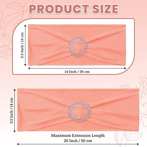 MDS Pack of 150 Spandex Chair Sashes for Wedding Party & Event – Peach - Image 2