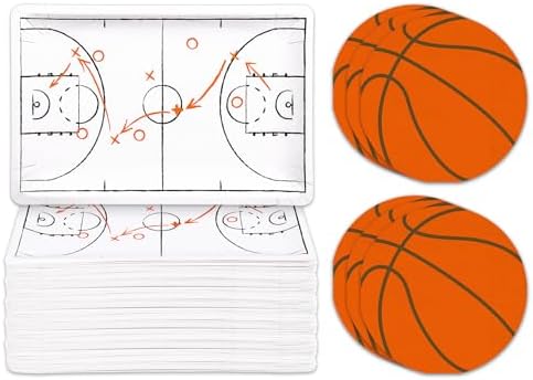 Whaline 90Pcs Basketball Plates Napkin Set Basketball Court Paper Plates Orange Sport Ball Disposable Napkins for Sport Birthday Tableware Supplies, Serves 40 by Whaline