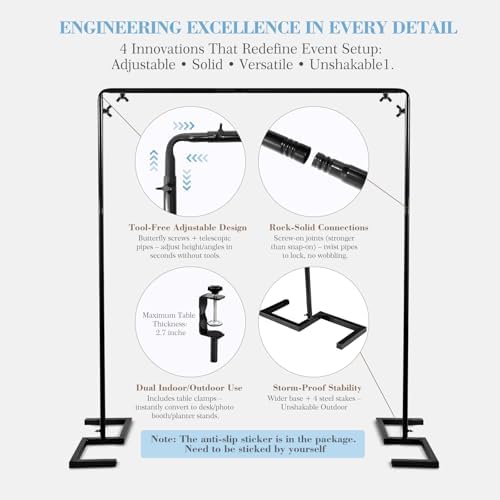 8.2FT Balloon Arch Stand, 8.2FT Square Heavy Duty Backdrop Adjustable Frame - Image 6
