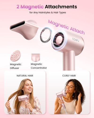 Hair Dryer with Diffuser, CONFU 110000 RPM High Speed Ionic Low Noise Fast Drying Blow Dryer for Men Women, Professional Hairdryer with Magnetic Diffuser for Curly Hair for Home Travel Salon - Image 5