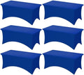 Fixwal 6 Pack 8FT Royal Blue Tablecloth Rectangle Spandex Table Cover by Fixwal