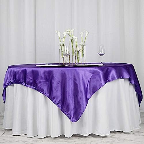 Balsa Circle 10 pcs 72x72 inch Purple Square Tablecloth Satin Fabric Overlays Linens | Table Cloths Cover for Wedding Party Banquet Reception Events Decoration Kitchen Dining Events Kitchen Dining - Image 6