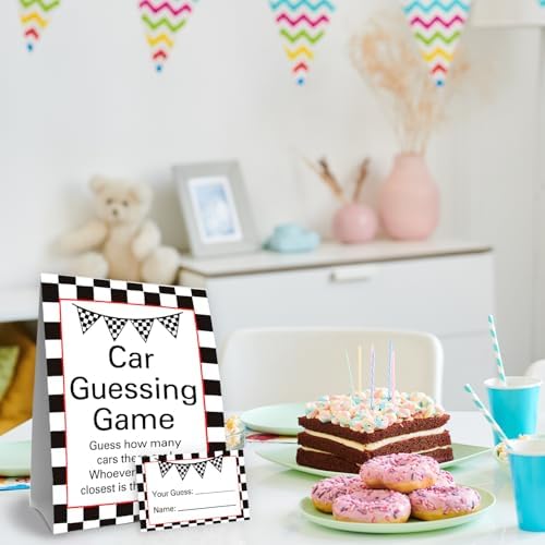 Race Car Birthday Party Decoration,Birthday Party Activities 50 Cards and Sign - Image 4