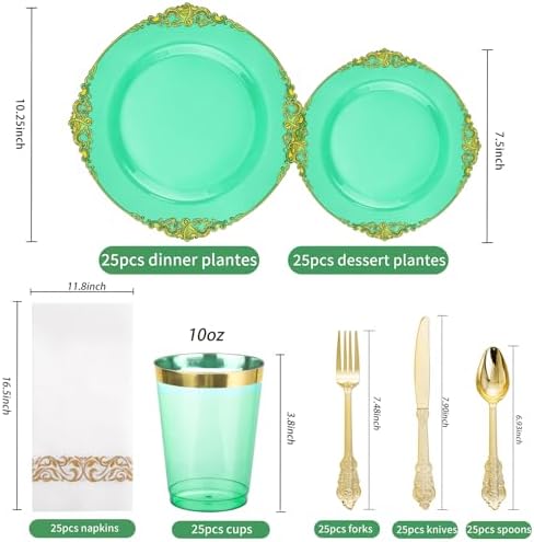 Hioasis 175 Pcs Clear Green Plates for Party - Image 5