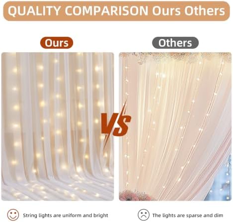 Wish Care 20x10FT White Wrinkle Free Backdrop Curtains with Lights String for Parties - Photo Curtain Backdrop with Lights for Wedding Decorations, Bridal Baby Shower Birthday Party Photography - Image 5