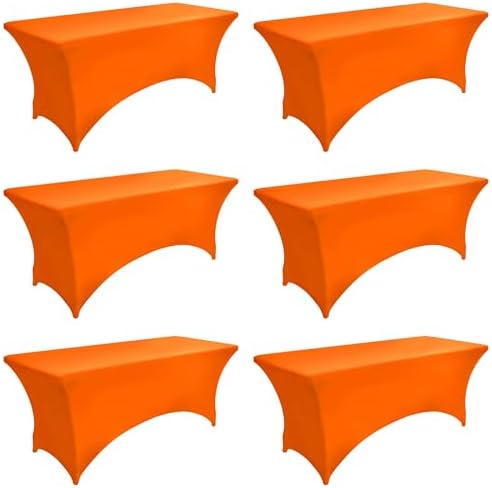 6-Pack 6ft Spandex Table Covers for Rectangle Standard Folding Tables - Wrinkle Resistant Stretch Tablecloths - Ultimate Fitted Table Protector for Parties, Trade Shows, Wedding by Unknown