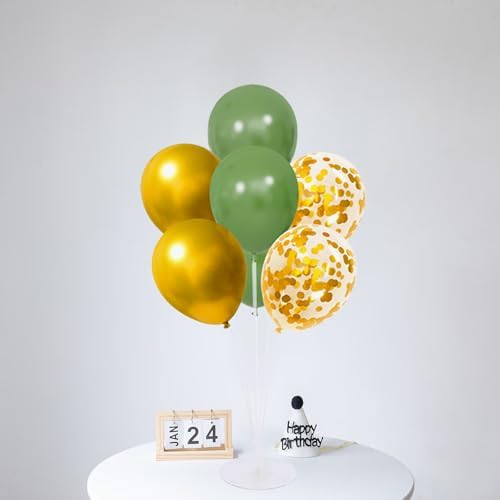 6 Set Balloon Stand Kit for Table Centerpieces With Balloon and Base Party Decorations for Birthday Wedding Retirement Graduation Baby Shower (Green Gold) - Image 3