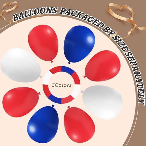 412Pcs Red White and Blue Balloons Garland Arch Kit, 5 10 12 18 inch Red White Blue Balloons for 4th of July Patriotic Decorations Graduation Baseball Birthday Party Decorations - Image 4