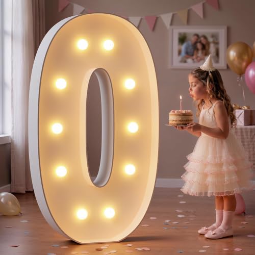 imprsv Large Marquee Numbers, 4FT Light Up Numbers 0 for Party Decor by Letsmakeitimpressive