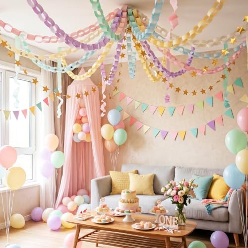1200 Sheets Pastel Paper Chain Strips Streamers Garland Decorations Set - Image 4
