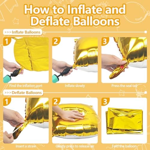 NISOCY 25PCS Gold and White Square Foil Balloons Wall Backdrop - Image 3