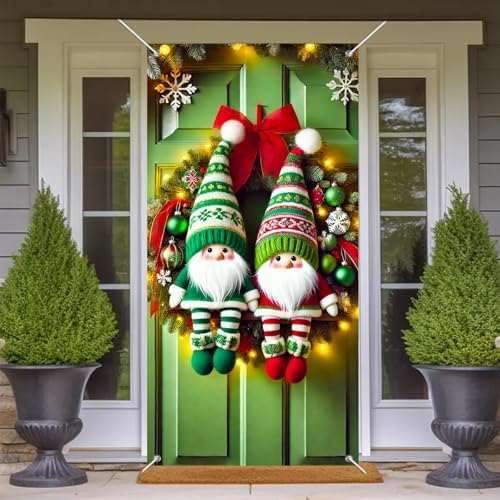 BlissYard Christmas Door Cover Gnome Elf 35x71 Inch Polyester - Image 6