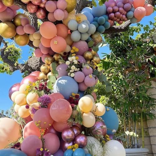 Pastel Balloon Garland Kit Rose Gold Purple Chrome Metallic Dusty Pink Rose Blue Macaron Yellow Balloon Arch Kit for Birthday Baby Shower Garden Party Wedding Wild Flower Picnic Decoration by LUXURparty