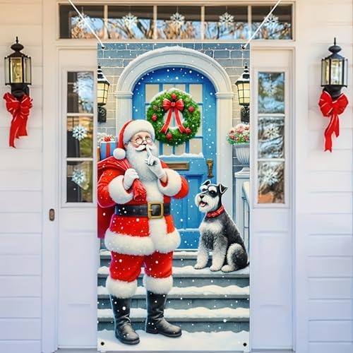 BlissYard Door Cover Christmas Dog Santa 35x71 Inch Polyester - Image 3