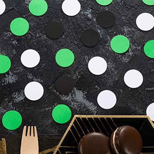MOWO Black, Green and White Confetti Circle Table Decoration, 1.2 inch - Image 5
