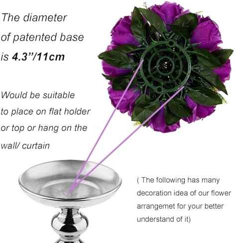 BLOSMON Flower Balls Wedding Rose Centerpieces 6 Pcs Purple Fake Flowers with Base Kissing Balls Decor Artificial Floral Arrangements Flower Bouquet of Roses Home Party Table DIY Decorations - Image 5