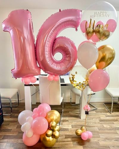 Pink and Gold Balloons Set, 50pcs 12 inch Pink White Gold Latex Balloons for Girl Birthday Wedding Bridal Shower Graduation Party Decoration - Image 3