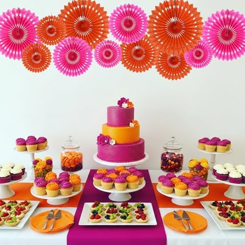 BEISHIDA Honeycomb Round Paper Fans Pink Orange Hanging Party Decoration - Image 6