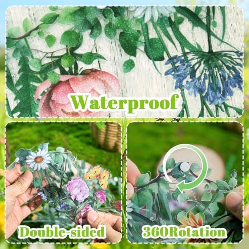 SUNBEAUTY Wildflower Banner 2 Pcs Waterproof Garland 2-Sided Printed Garden Party Flower 2x4.9FT Reusable Pre-stringing Hanging Decor for Garden Tropical Baby Shower Birthday Tea Party Supplies - Image 3