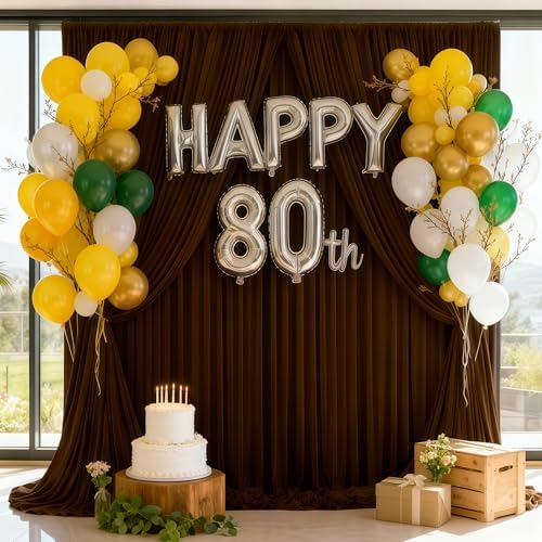 20x12ft Brown Backdrop Curtain Panels for Parties - Wrinkle Free Polyester Photo Curtain Backdrop Wedding Back Drop Fabric Drapes for Party Decorations Background for Photography - Image 5