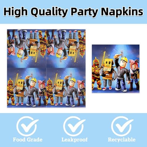Roblo-x Party Supplies 41pck include 20 plates, 20 napkins 1Tablecloth for the birthday Robot party decoration - Image 3