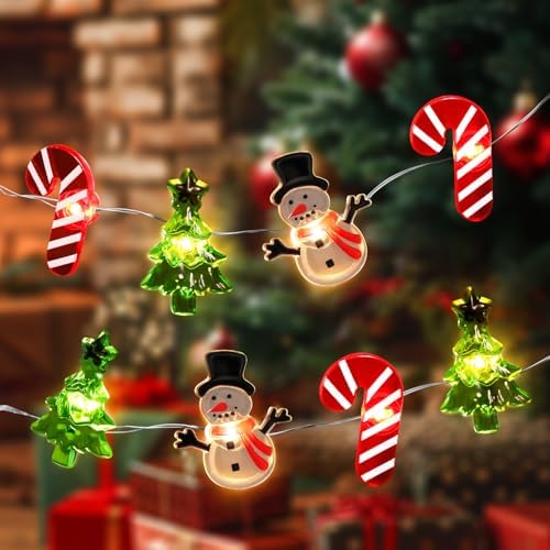 Coquimbo Christmas Lights Decorations, 10FT 30LED Christmas Tree Snowman Crutch String Lights for Home Party Indoor Outdoor Xmas Festive Holiday Decorations by Coquimbo