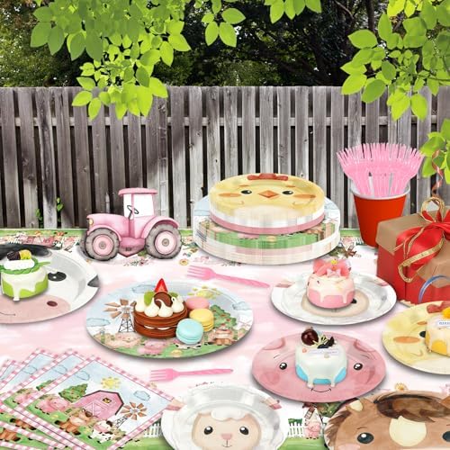 146PCS Farm Animals Party Supplies Paper Plates and Napkins Serve 36 - Image 3