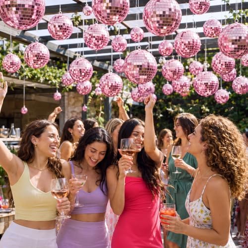 MTLEE 20 Pcs Disco Ball Decor, Pink, 2.4, 2, 1.6, 1.2 Inch - Image 5