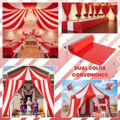 4 Rolls 100FT x 54IN Circus Plastic Tablecloth Roll with Slide Cutter Box - Image 3