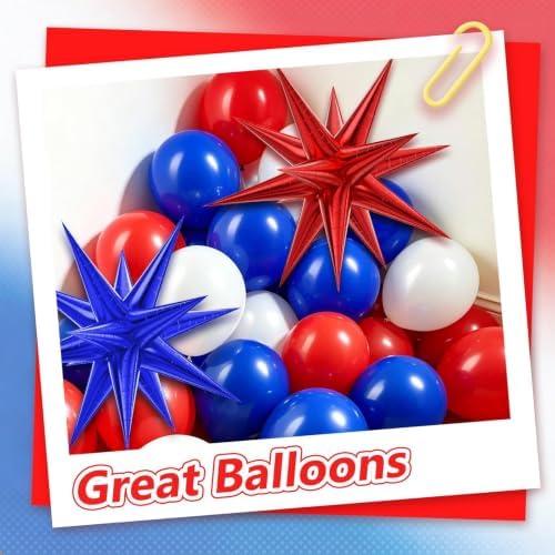 52pcs 12inch Red White and Blue Balloons with Royal Blue Confetti Balloons - Image 4