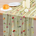 BINBE 1pcs Daisy Spring Table Runner Embroidery Gauze 10FT Florals Seasonal Tulle Holiday Birthday Kitchen Dining Table Decor for Home Party Green by BINBE