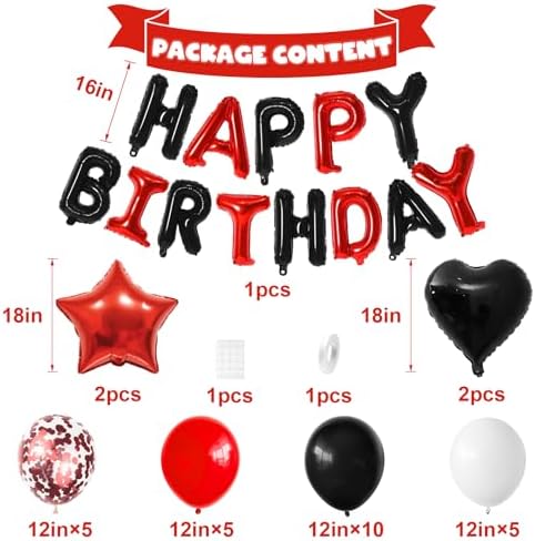 Red and Black Birthday Decorations with Black Red Balloons for Boys - Image 2