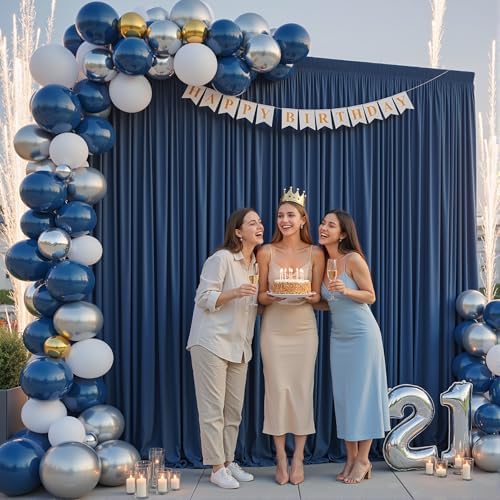 20x10ft Navy Blue Backdrop Curtain Panels for Parties - Wrinkle Free Polyester Photo Curtain Backdrop Wedding Back Drop Fabric Drapes for Party Decorations Background for Photography - Image 2
