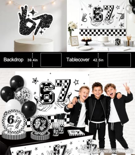 Xynic 189 Pcs Black 6 7 Birthday Decorations for Boys, Serves 25 - Image 6