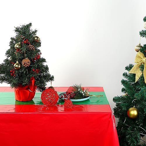 Oudain 6 Pcs Plastic Disposable Table Cloth 54" x 108", Green, Red - Image 6