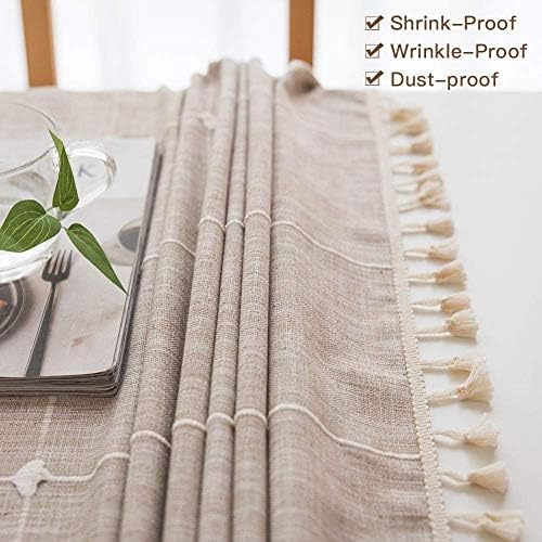 Deep Dream Tablecloths, Embroidered Waterproof Table Cloth Cotton Linen Wrinkle Free Anti-Fading Table Cover Decoration for Kitchen Dinning Party Christmas, 55 x 120 Inch - Light Brown - Image 2