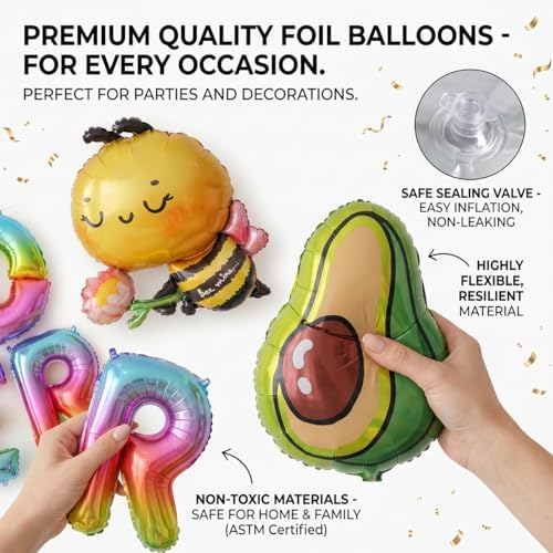 91 PCS "Hello Summer" Foil Balloon Decoration Kit, Tropical Summer Party with Flamingo Bee Butterfly Avocado Mylar Balloons All-in-One Set, Rainbow Letter for Pool Party, Beach Party, Summer Decor - Image 4
