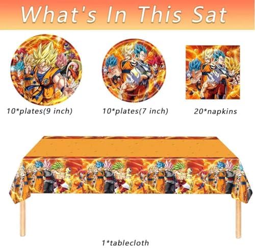 41PCS Dragl Party Tableware, 20 Plates and 20 Napkins and Tablecloth 71'' x 42'' Drl Birthday Party Decor Supplies - Image 2