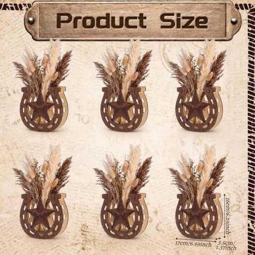 Cinnvoice 6 Pcs Boot Wooden Decor, 6 Pcs, Horseshoe with Star - Image 3