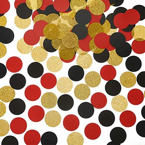 MOWO Gold Glitter, Black and Red Confetti Circles Table Decoration, 300pc - Image 2