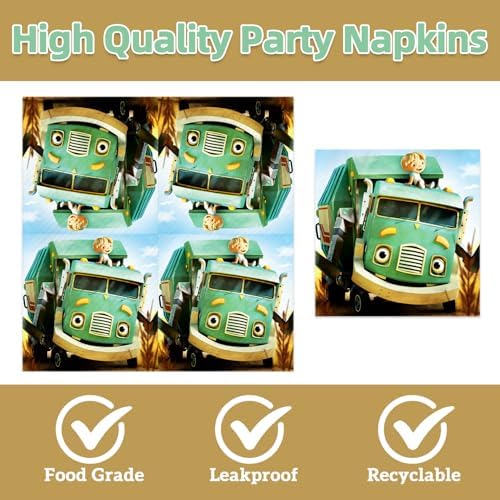 Garbage Truck Party Supplies 40pck include 20 plates, 20 napkins for the birthday Garbage Truck party decoration - Image 3