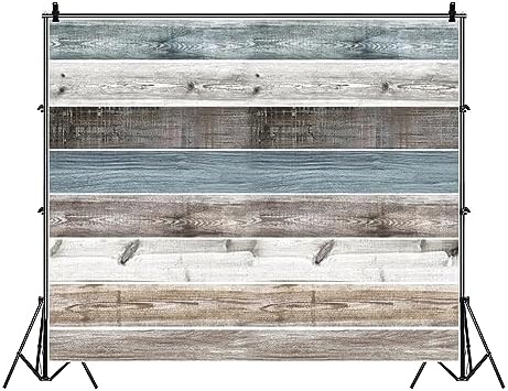 10x8ft Rustic Wood Backdrop Wooden Wall Blue - Image 4