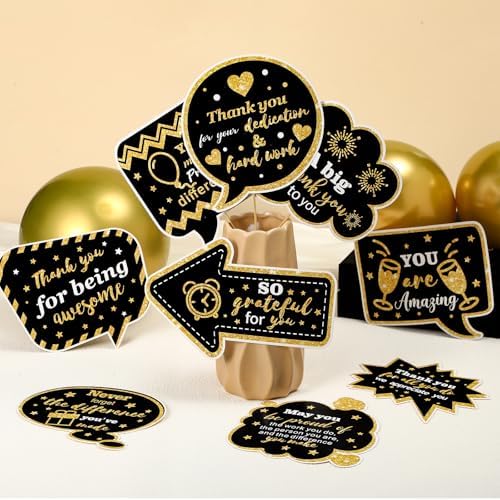 24pcs Customer Service Week Appreciation Decor Photo Prop, Black, Gold - Image 6