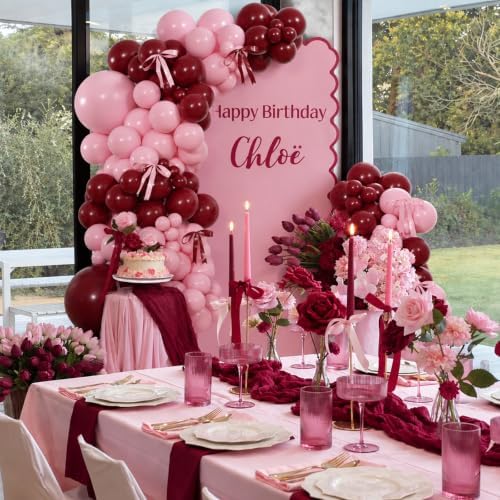 Burgundy Pink Balloon Arch Kit for Birthday Party Decorations - Image 3