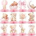 12 Pcs Pink Teddy Bear Baby Shower Decorations for Girl - We Can Bearly Wait Baby Shower Decorations - Pink Bear Balloon Centerpieces for Tables - Girl Baby Shower Honeycomb Table Decor 1st Birthday by Unknown