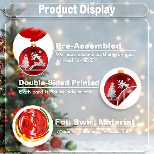 Christmas Hanging Swirl Decorations - 30 Pcs Christmas Ball Hanging Foil Swirl Xmas Tree Snowflake Elk Ceiling Decor for Xmas Holiday Party Supplies - Image 7